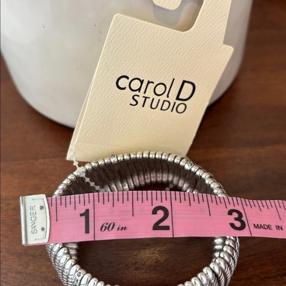 Carol D Studio Chunky Silvertone w/clear rhinestones stretch dressy,shiny